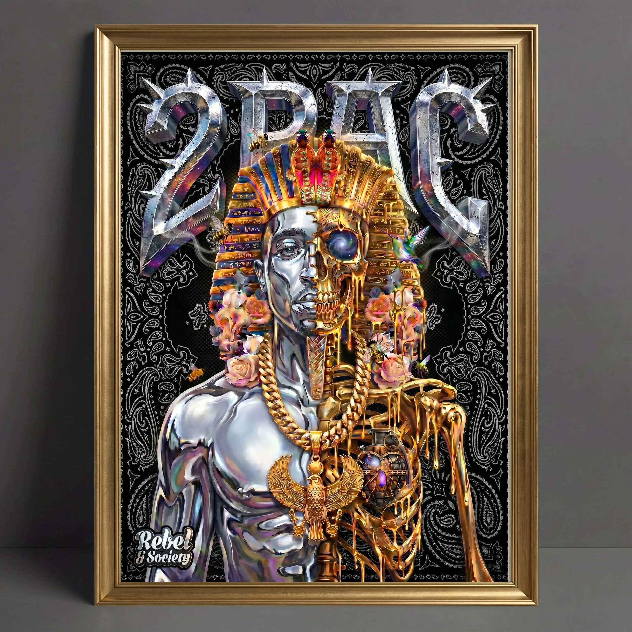 Cosmic Pharaoh 2pac Framed Poster — REBEL G SOCIETY RECORDS